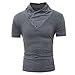 Produktbild Lurcardo Herren T-Shirt - Männer Herren Sommer Kurzarm Tops Mode Stehkragen T Shirt Tee Hemd Casual Muscle Basic Pure Farbe Shirt Slim Fit T-Shirt Tanktops Tank Top Tops T-Shirts Hemden für Herren