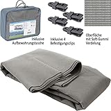 ✅ MATERIAL UND GEWICHT: 100% Polyester, UV-Stabilisiert, langlebig und faltbar, rutschfest - Gewicht: als Set mit Tasche und Befestigungs-Clips ca. 5,60 kg - einfarbig: Grau, waschbar und schnell trocknend, luftdurchlässig