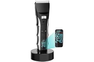 AXCEED Tagliacapelli Uomo Professionale lama in Ceramica Regolabarba Elettrico Rasoio Capelli per la Cura di Barba e Capelli, Cordless, Schermo LCD e 5 Velocità