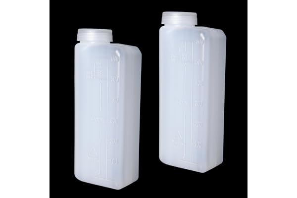 2 Pack 2-Takts Olja Bränsleblandningsflaska, 600 ml, Blandningsflaska med Tydlig Mätskala och Läckagesäker Skruvkork, för 2-Taktsmotorer