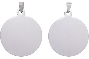 BB BEADTHOVEN Beadthoven - 5 colgantes de acero inoxidable 304, redondos, planos, en blanco, con grabado, 44 x 38 x 1,8 mm, para hacer joyas, etiquetas de identificación de mascotas