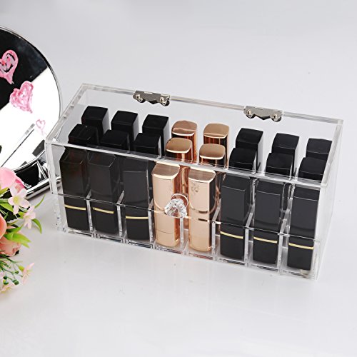 Boxalls Handgemachte Acrylic Lippenstift Halter Organizer Lippenstifthalter Kosmetik Box Ordnungssystem mit 24 Speicherräumen - 5