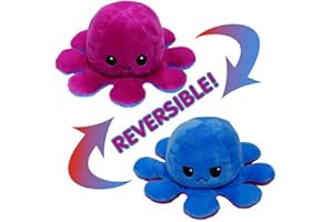 LENDOO Polpo reversibile, giocattoli morbidi a doppia faccia, polpo farcito, mini polpo carino, bambola di peluche, regali creativi per bambini/ragazze e ragazzi/amici (Viola + blu)