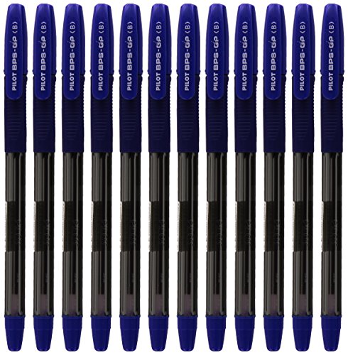 Pilot 205101203 BPS GP - Bolígrafo con agarre de goma ancho, punta de 1,2 mm, trazo de 0,34 mm, 12 unidades, color azul