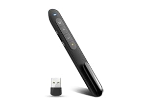 UBUYUONE Presenter, Pointer für Präsentationen, kabelloser Präsentationsfernbedienung, Powerpoint Fernbedienung Präsenter für Windows Computer Mac Laptop, Unterstützt Hyperlink/Lautstärkeregler