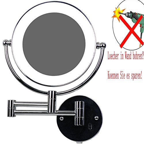 LOYWE LED Beleuchtet wunderschöne Kosmetikspiegel 1+5Fach Infrarot-Sensor (3cm extra dick) hochwertig ohne Bohren LWW58-5-NB