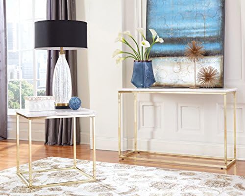 Donny Osmond Home End Table/Isabelle Collection, White/ Brushed Brass, Not Applicable