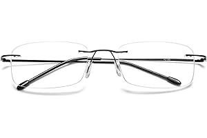 VEVESMUNDO Okulary do czytania bez obramowania, filtr niebieskiego światła, tytanowe, lekkie, elastyczne, nowoczesne, bez ramek, pomoc w czytaniu (1 sztuka szara, 0,0)
