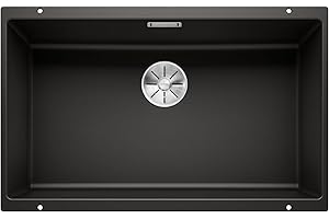BLANCO SUBLINE 700-U | Granitspüle aus SILGRANIT schwarz | Einbauart: Unterbau | für 80 cm breite Unterschränke | Ein Ausschnitt und nur einmal montiert | [73x46x20,2 cm]