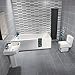 Produktbild Hudson Reed Badezimmerausstattung Anthem - Stand-WC, Badewanne und Säulenwaschbecken im Set - Eckiges Design in Weiß