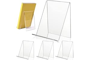 QNMD Transparent Support de Livre, 4 Pièces Support de Livre Transparent en Acrylique, Serre Livre Transparent, Étagère pour livres en Acrylique Transparent, pour Exposer Des Photos, Des Livres