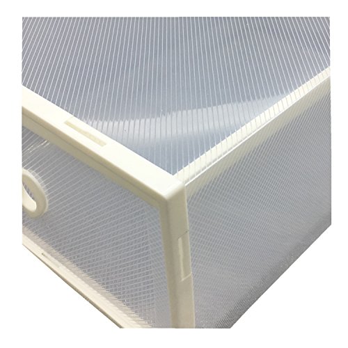 Smilun Transparent Schuhschachtel Aufbewahrungsschachtel Universalbox Stapelbox Schuhregal Herz Weiß 6-Stück-Set - 6