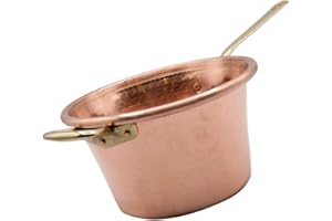 CREARTISTIC Paiolo per Polenta in Rame, 27 cm, 4,5L - Manico Ottone, 6 Persone, anche per Marmellata, Formaggi, Pentola Martellata a Mano - Made in Italy