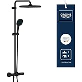 GROHE Vitalio Comfort 250 Quickfix, Shower System with Built-in Thermostat 2 Jets (Rain, Jet), Matte Black 266962431