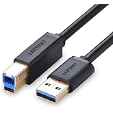Ugreen USB-A 3.0 & USB-B 3.0 Yazıcı Kablosu, 1 Metre, Siyah