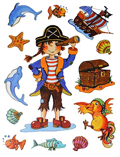 1 Bogen: Fensterbild – Fisch – Maritim – Pirat & Fische – Leuchtturm Seepferdchen – Piratenschiff – Sticker Fenstersticker / z.B. für Fenster und Spiegel – statisch haftend – Aufkleber selbstklebend wiederverwendbar – Fensterfolie Fensterdeko - 5