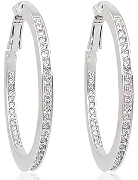 Creolen mit Kristallen von Swarovski® Weiß - Silber oder Gold - Made in Germany - NOBEL SCHMUCK