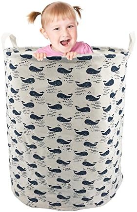 Laundry Hamper Storage Basket 19.7" x 15.7" Large Toy Storage Bin Waterproof PE Coating Bin for Kids Bedroom Clothes (blue)