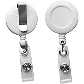 Professional Name Badge Yoyo, Package of 12, ID Card Holder, Personnel Card Drawing Mechanism (White)