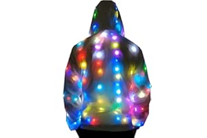 AIFUU Mens Womens LED Flash Light Rave Jacket Pants Baseball Hoodies Sport Outwear Party Costume Xmas Fancy Dress