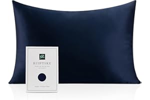 RUIPTSKE Poszewka na poduszkę z naturalnego jedwabiu, hipoalergiczna, 22momme, 100% jedwab, 600 przędzy, z ukrytym zamkiem błyskawicznym (niebieska, 50 x 66 cm)