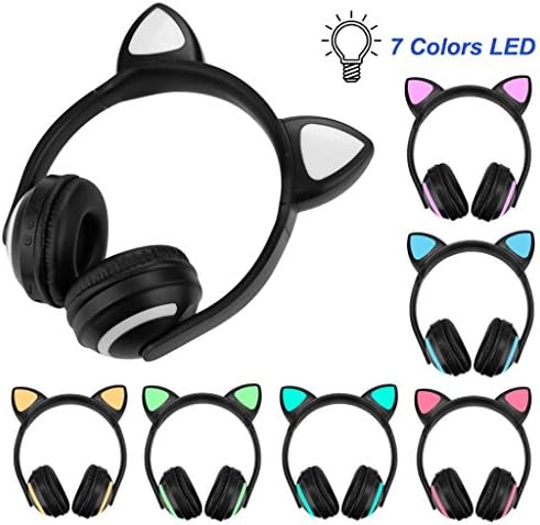 Headset With Mic ,Diadia Foldable Bluetooth Cat Ear Headset LED Light Headphones Earphone Valentines Gift for iPhone 6 6S Plus/iPod/iPad