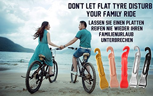 Fahrrad Reifenheber ★ Premium Gehärtete Plastik Hebel, zur Fahrradschlauch Reparatur ★ Unverzichtbarer Werkzeugsatz für Fahrradfahrer ★ 3er Set ★ 5 Farbe (Schwarz / Silber / Gerb / Rosa / Rot) - 3