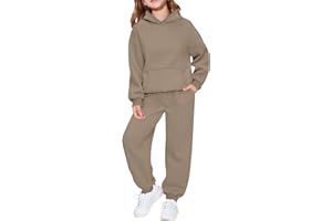 GENERIC Kids Tracksuit Full Set for Boys Girls 2 Piece Sportwear Long Sleeve Oversized Hoodded Sweatshirts and Sweatpants Loose Tracksuit Bottoms Casual Jumper Gym Set Activewear