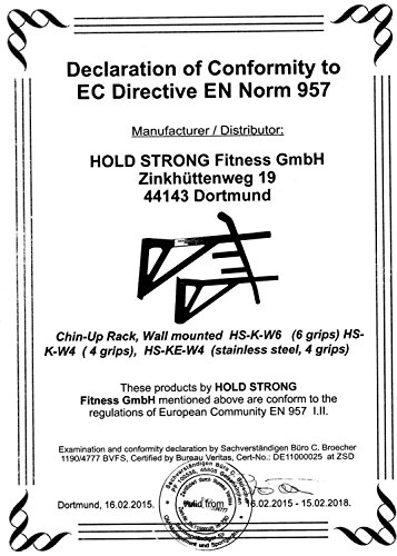 Klimmzugstange von HOLD STRONG Fitness – 6 Griffweiten zur Wandbefestigung / Profiqualität und Studiozulassung nach EN 957 / (HS-K-W6W) – Weiss - 6