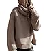 Produktbild Damen Strickjacken Hirolan Grobstrickjacke Frau Lange Ärmel Lose Hoher Kragen Gestrickt Sweatshirt Jumper Strickwaren Oben Bluse Kapuzenpullover Pullis Oversized Hoodie Sweat Pullove (Kaffee, S)
