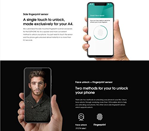 ELEPHONE A4 - 5,85 Zoll HD + (19: 9 Notch-Bildschirm) Android 8.1 4G Smartphone, MT6739 Quad-Core 1,5 GHz 3 GB + 16 GB, 5MP + 13MP Dual-Kamera, 3000mAh Akku - Gold