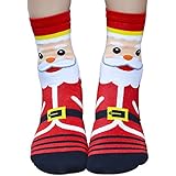 QHGstore 1 par de calcetines de las mujeres de las muchachas de la Navidad de Santa Claus 3D Patrón Planta de algodón