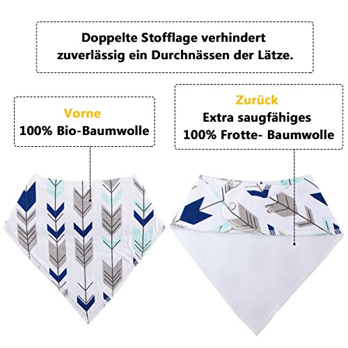 4er Baby Dreieckstuch Lätzchen Spucktuch Mit Druckknöpfen Multifunctional, von Future Founder - 3