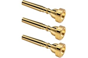 Yuikome 3 Pack Brass Trumpet Mouthpiece Set Trumpet Mouthpiece 3C 5C 7C Trumpet for Beginners (Gold)
