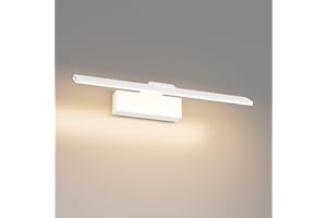 Klighten Lampara Espejo Baño Led 40cm, 12W 1100 Lumen, IP44 Luz Espejo Baño, Aplique Espejo Baño Aluminio Moderno, 60 LEDs, Blanco Cálido 3000K, Blanco