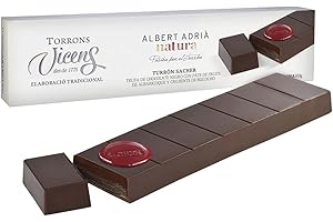 Torrons Vicens - Turrón Sacher - Albert Adriá - Trufa de Chocolate Negro con Pate de Fruta de Albarinoque -.- 300 Gramos