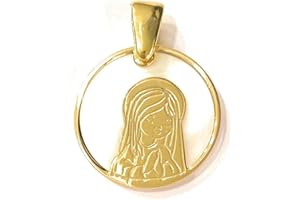 DE BUSSY Medalla Virgen Niña comunión en Plata de Ley Cubierta de Oro de 18kt y nácar
