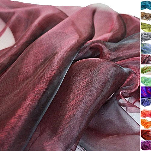 TOLKO® Meterware | ORGANZA Deko-Stoff Transparent mit FARBWECHSEL zum Nähen - Dezent Glänzend und Hauch Zart (Bordeaux-Schwarz)
