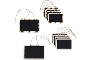 DELORIGIN 2 estilos mini pizarras para colgar, 10 unidades, pequeñas para escribir, mini pizarras con cuerda de yute para etiquetas de alimentos, bodas, tarjetas de mesa