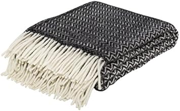 ARCTIC Plaid in lana 130 x 200 cm, zig-zag nero/bianco