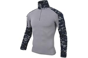 DUOHROPKE Maglietta militare da uomo, maglietta tattica, slim fit, a maniche lunghe, mimetica, per paintball, softair, militare, uniforme
