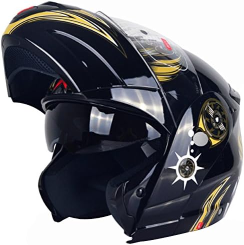 OGERT Motorcycle Helmet Electric Locomotive Men And Women Winter Full-Cover Light Warm Collar Collar Helmets Black Tea Anti-Fog Lenses,1-L