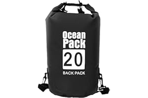 Acxilexy Borsa Impermeabile, 20 L Sacchetto Impermeabile con Tracolla Regolabile Lungo, Zaino da Spiaggia Galleggiante, Roll Top Zaino per Nuoto, Canottaggio, Kayak, Rafting, Campeggio, Pesca