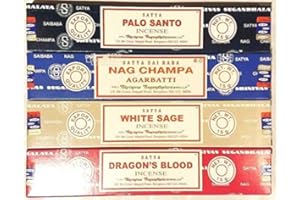 Incense 07 Nag Champa, Palo Santo, Drago, Salvia Bianca - Confezione da 4 (4 Set da 15 Bastoncini)