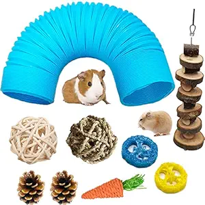 Hamster Fun Tunnel Pet Mouse Plastic Tube Toys Small Animal Foldable Exercising Training Hideout Tunnels with cute pet toys for Guinea Pigs,Gerbils,Rats,Mice,Ferrets and Other Small Animals (BLUE)
