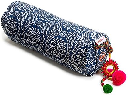 Chattra Block Print Neck Cushion - Navy Bandhani