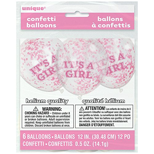 6 Konfetti-Luftballons * IT’S A GIRL * für eine Pinkelparty zur Geburt von einem Mädchen // Deko Dekoration Baby Party Kind Nachwuchs Eltern - 2