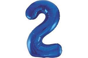 UNIQUE Blue Number 2 Shaped Large Foil Balloon (86cm) 1 Piece - Perfect for Birthday Parties and Special Events