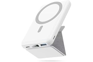 Yiisonger para Magsafe Power Bank, 10000mAh 22.5W PD Magnético Bateria Externa Carga Rapida, Inalámbrico Bateria Portátil Powerbank con Bracket y Pantalla LED para iPhone 16/15/14/13/12 Serie - Blanco