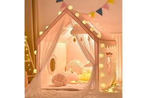 MUHMUH Kids Play Tent With a String of Star Lights Children's Tent Playhouse Indoor Princess Girl Large House Outdoor Playground Children's Birthday Gift
